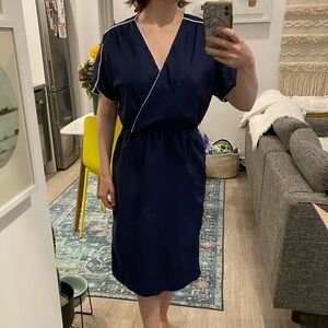 Vintage La Boutique Cezanne Navy and White Dress Size Medium